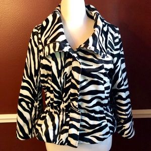 Chaus Womens XL Zebra Print Lined Jacket Coat EUC